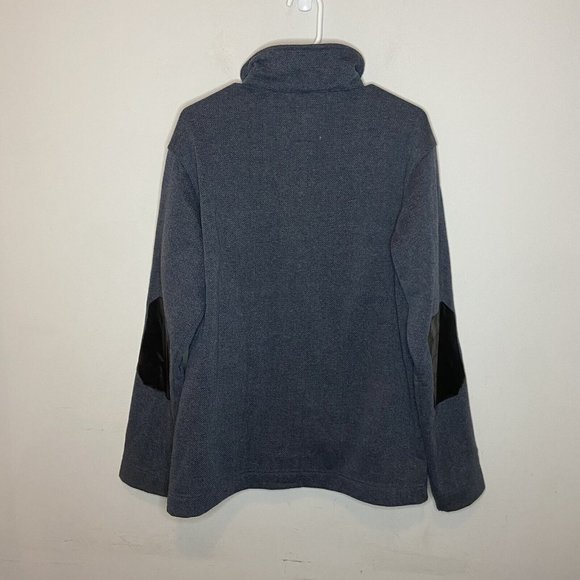 Regatta Full Zip Sweatshirt Men Size L Dusty Blue Long Sleeve Collar Elbow Patch - Picture 2 of 7
